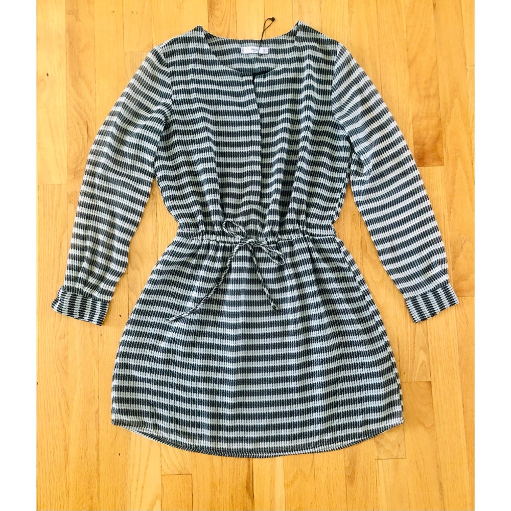 MNG Mango long-sleeved striped black & white dress XS